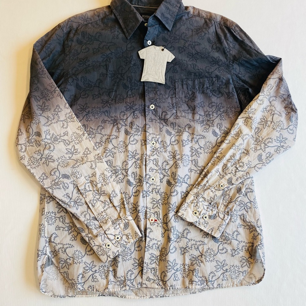 Gradient Blue and Gray Casual Button Down Shirt